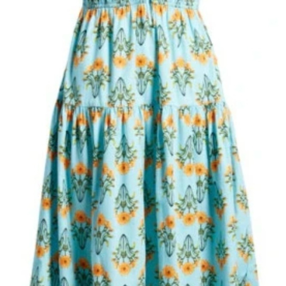 Moon River Blue Floral Midi Dress